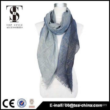 hot 2015 white blue viscose shinning metallic women winter scarf